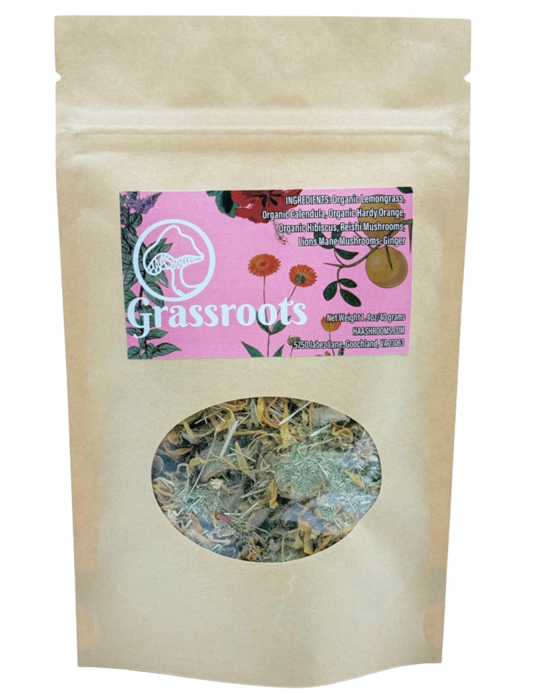 Grassroots Lemongrass Tea with Reishi & Lions Mane Mushrooms