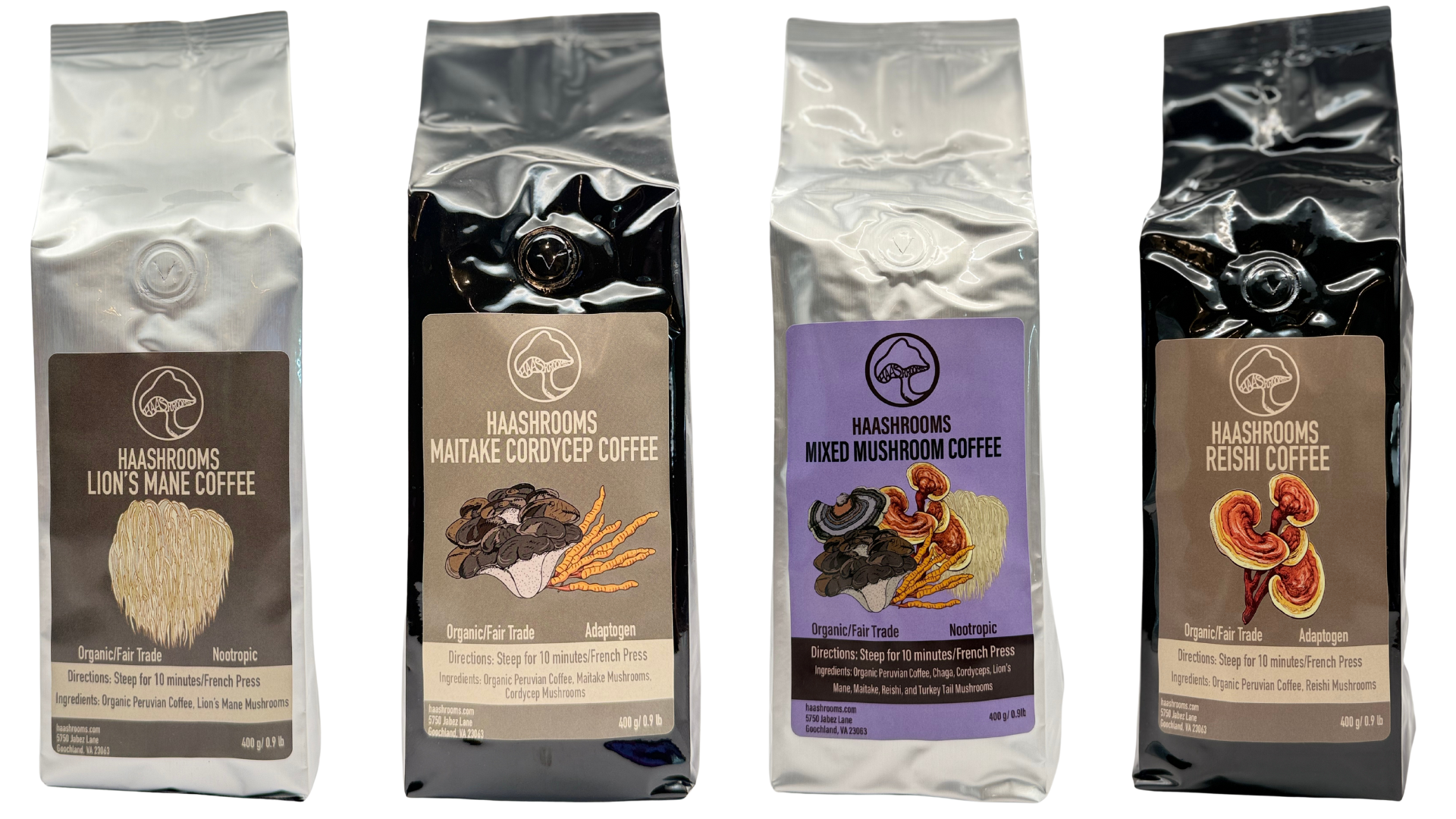 Value Set of 4 Mushroom Coffee Blends – HaaShrooms