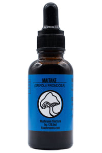 Black dropper bottle with blue label on a white background
