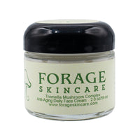 Forage Skincare jar with black lid on a white background