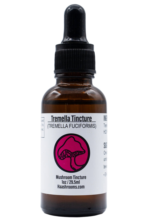 Bottle of Tremella Tincture (Tremella Fuciformis) on a white background
